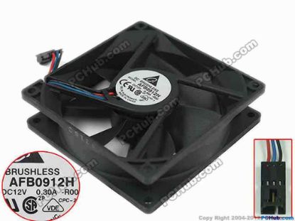 112582 Delta Electronics AFB0912H Server - Square Fan -R00, sq92x92x25, 3-wire, 12V 0.3A Delta Electronics AFB0912H Server - Square Fan 