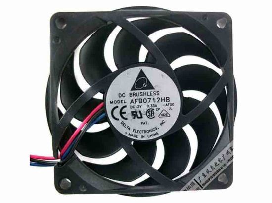 112586 Delta Electronics AFB0712HB Server - Square Fan -AF00, sq70x70x15, 3-wire, 12V 0.33A Delta Electronics AFB0712HB Server - Square Fan 