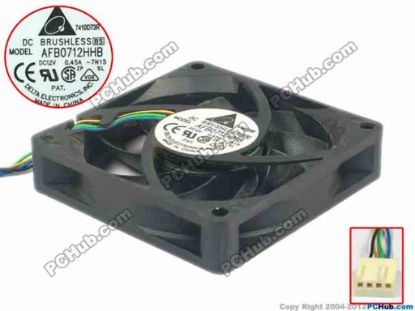 112606 Delta Electronics AFB0712HHB Server - Square Fan -7N15, sq70x70x15, w110x4x4, 12V 0.45A Delta Electronics AFB0712HHB Server - Square Fan 