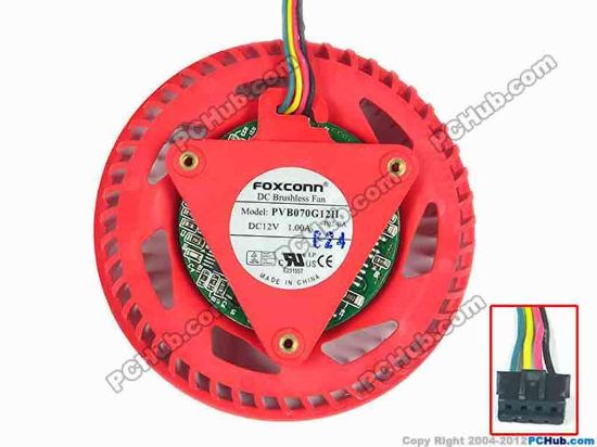 112642 Foxconn PVB070G12H Server - Round Fan -P02-BA, dia75x75x25, w60x4x4, 12V 1.00A Foxconn PVB070G12H Server - Round Fan 