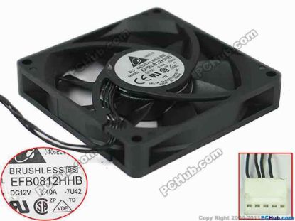 112781 Delta Electronics EFB0812HHB Server - Square Fan -7U42, sq80x80x15, w115x4x4, 12V 0.4A Delta Electronics EFB0812HHB Server - Square Fan 