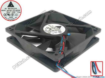 112783 Delta Electronics AFB1224SH Server - Square Fan -S15R, sq120x120x25, w30x3x3, 24V 0.42A Delta Electronics AFB1224SH Server - Square Fan 