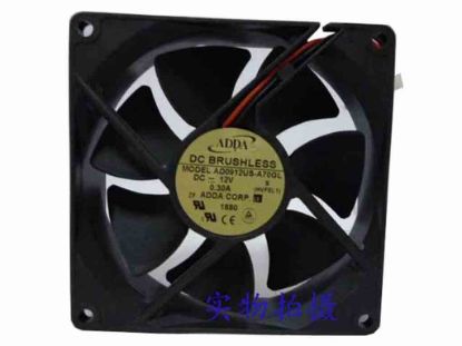 112848 ADDA AD0912US-A70GL Server - Square Fan (HVF8L1), sq90x90x25, w40x2x2, 12V 0.30A ADDA AD0912US-A70GL Server - Square Fan 
