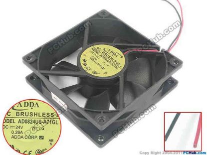 112854 ADDA AD0824US-A71GL Server - Square Fan sq80x80x25, w120x2x2, 24V 0.26A ADDA AD0824US-A71GL Server - Square Fan 