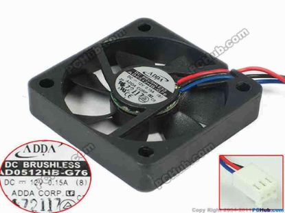 112857 ADDA AD0512HB-G76 Server - Square Fan (8), sq50x50x10, w25x3x3, 12V 0.15A ADDA AD0512HB-G76 Server - Square Fan 