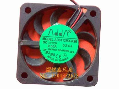 112858 ADDA AD0412MX-K90 Server - Square Fan 024J, sq40x40x7, 2-wire, 12V 0.06A ADDA AD0412MX-K90 Server - Square Fan 