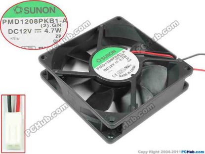 113311 SUNON PMD1208PKB1-A Server - Square Fan (2).GN,sq80x80x20, w75x2x2, 12V 4.7W SUNON PMD1208PKB1-A Server - Square Fan 