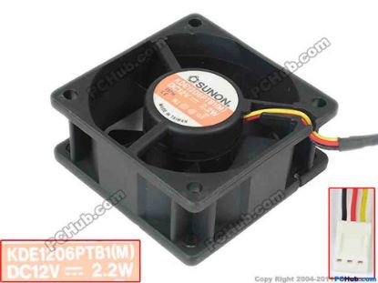 113319 SUNON KDE1206PTB1(M) Server - Square Fan sq60x60x25, 3-wire, 12V 2.2W SUNON KDE1206PTB1(M) Server - Square Fan 