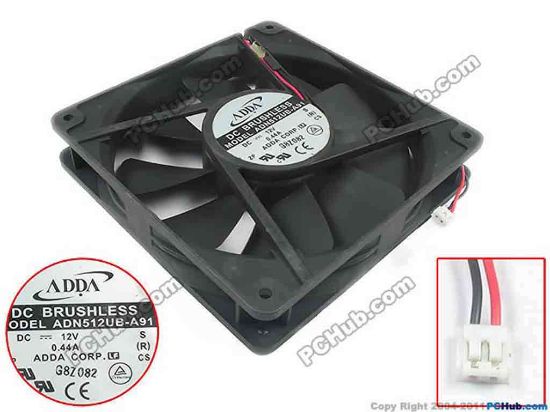 113334 ADDA ADN512UB-A91 Server - Square Fan S (RL2), sq135x135x25, w155x2x2, 12V 0.44A ADDA ADN512UB-A91 Server - Square Fan 