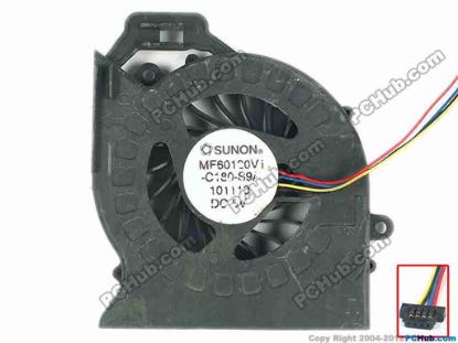 113347 HP Pavilion dv6-6000 Series Cooling Fan  w60x4x4, 5V, Bare fan HP Pavilion dv6-6000 Series Cooling Fan