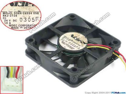 113426 Nidec D06R-24SS4 Server - Square Fan 05B, sq60x60x15, w80x3x3, 24V 0.1A Nidec D06R-24SS4 Server - Square Fan 