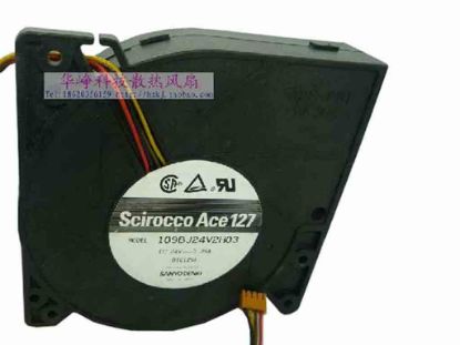 113494 Sanyo Denki 109BJ24V2H03 Server - Blower Fan sq120x120x32, w100x4x4, 24V 0.39A  Sanyo Denki 109BJ24V2H03 Server - Blower Fan 
