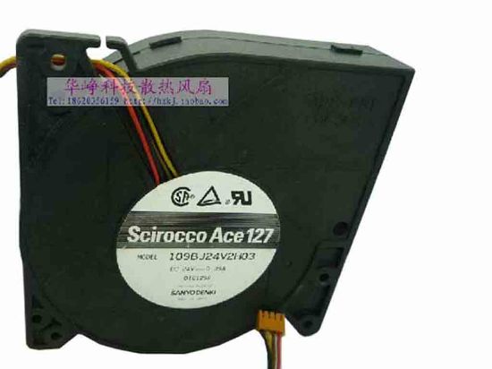 113494 Sanyo Denki 109BJ24V2H03 Server - Blower Fan sq120x120x32, w100x4x4, 24V 0.39A  Sanyo Denki 109BJ24V2H03 Server - Blower Fan 