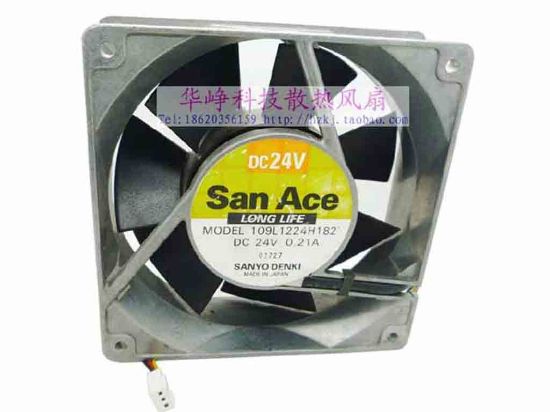 113497 Sanyo Denki 109L1224H182 Server - Square Fan sq120x120x38, w100x3x3, 24V 0.21A Sanyo Denki 109L1224H182 Server - Square Fan 