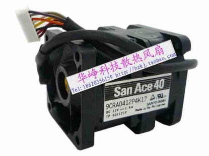 113500 Sanyo Denki 9CRA0412P4K17 Server - Square Fan sq40x40x48, w80x8x8, 12V 1.6A Sanyo Denki 9CRA0412P4K17 Server - Square Fan 