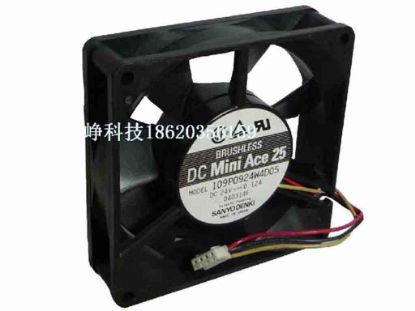 113508 Sanyo Denki 109P0924W4D05 Server - Square Fan sq92x92x25, w40x4x4, 24V 0.12A Sanyo Denki 109P0924W4D05 Server - Square Fan 