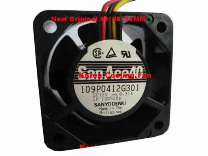 113509 Sanyo Denki 109P0412G301 Server - Square Fan sq40x40x28, 3-wire, 12V 0.31A  Sanyo Denki 109P0412G301 Server - Square Fan 