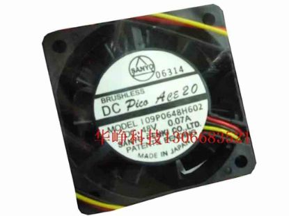 113510 Sanyo Denki 109P0648H602 Server - Square Fan sq60x60x25, 3-wire, 48V 0.07A Sanyo Denki 109P0648H602 Server - Square Fan 