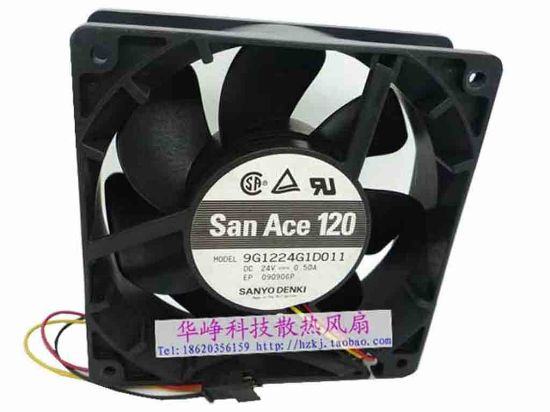 113515 Sanyo Denki 9G1224G1D011 Server - Square Fan sq120x120x38, w100x3x3, 24V 0.5A Sanyo Denki 9G1224G1D011 Server - Square Fan