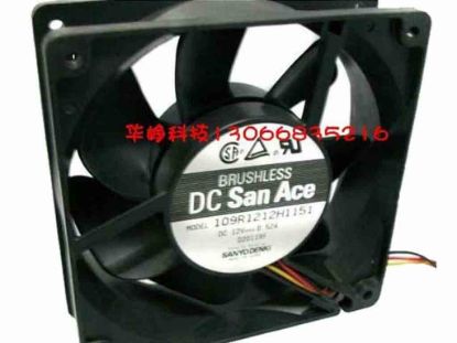 113517 Sanyo Denki 109R1212H1151 Server - Square Fan sq120x120x38, 3-wire, 12V 0.52A Sanyo Denki 109R1212H1151 Server - Square Fan 