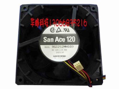 113523 Sanyo Denki 9G1212MH103 Server - Square Fan sq120x120x38, w40x3x3, 12V 0.38A Sanyo Denki 9G1212MH103 Server - Square Fan 