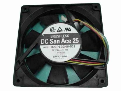 113524 Sanyo Denki 109P1224H401 Server - Square Fan sq120x120x25, w40x3x3, 24V 0.24A Sanyo Denki 109P1224H401 Server - Square Fan 