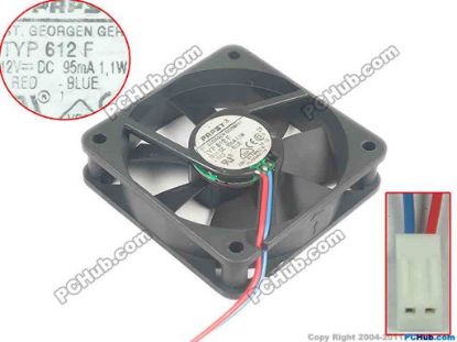 113532 ebm-papst TYP 612F Server - Square Fan TYP 612 F, sq60x60x15, 2-wire, 12V 1.1W ebm-papst TYP 612F Server - Square Fan 