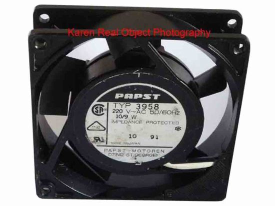 113541 ebm-papst TYP 3958 Server - Square Fan TYP3958, sq92x92x25, 220V-50/60Hz 10/9W  ebm-papst TYP 3958 Server - Square Fan 