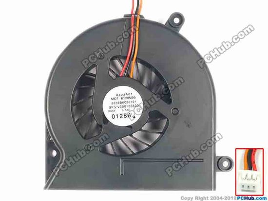 113627 Toshiba Satellite A505 Series Cooling Fan  SPS:V000180300, w35x3x3, 5V 0.12A, Bare fan Toshiba Satellite A505 Series Cooling Fan  
