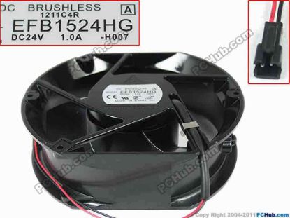113638 Delta Electronics EFB1524HG Server - Round Fan -H007, sq172x150x50, 24V 1.0A Delta Electronics EFB1524HG Server - Round Fan 