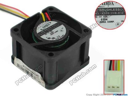 113640 ADDA AD0412HB-B32 Server - Square Fan DC 12V 0.22A, 40x40x28mm, 3-wire ADDA AD0412HB-B32 Server - Square Fan
