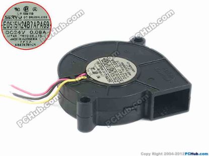113644 Japan Servo E0515H24B7APA69 Server - Blower Fan bw52x50x15, 3-wire, 24V 0.08A Japan Servo E0515H24B7APA69 Server - Blower Fan