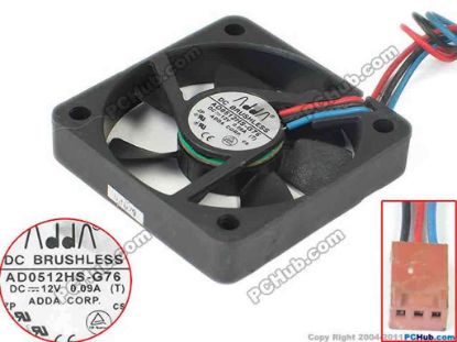 113687 ADDA AD0512HS-G76 Server - Square Fan T, sq50x50x10, w180x3x3, 12V 0.09A ADDA AD0512HS-G76 Server - Square Fan 