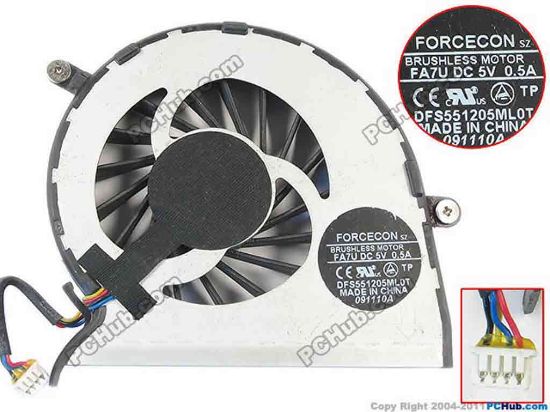 113693 Forcecon DFS551205ML0T Cooling Fan  FA7U, 5V 0.5A, Bare fan Forcecon DFS551205ML0T Cooling Fan  