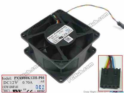 113759 Foxconn PVA080K12H-P01 Server - Square Fan sq80x80x38, 4-wire, 12V 0.70A Foxconn PVA080K12H-P01 Server - Square Fan 