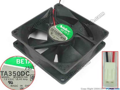 113779 Nidec M33503-55 Server - Square Fan TA350DC, sq90x90x25, 2-wire, 12V 0.40A Nidec M33503-55 Server - Square Fan 