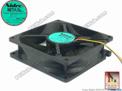 113782 Nidec D09A-24PU Server - Square Fan 06B, RH7-1526, sq90x90x25, w20x3x3, 24V 0.14A Nidec D09A-24PU Server - Square Fan 