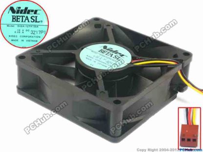 113793 Nidec D08A-12TH Server - Square Fan 05A, sq80x80x25, 3-wire, 12V 0.09A Nidec D08A-12TH Server - Square Fan 