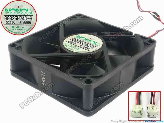 113826 NONOISE A8025H24D-S Server - Square Fan sq80x80x25, 2-wire, 24V 0.095A NONOISE A8025H24D-S Server - Square Fan 