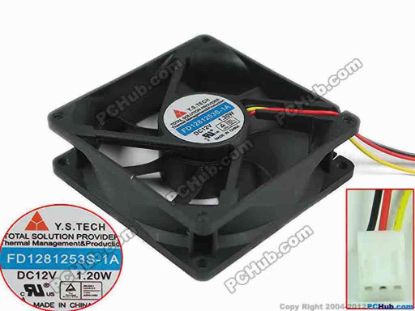 113829 Y.S TECH FD1281253S-1A Server - Square Fan sq80x80x25, 3-wire, 12V 1.20W Y.S TECH FD1281253S-1A Server - Square Fan 
