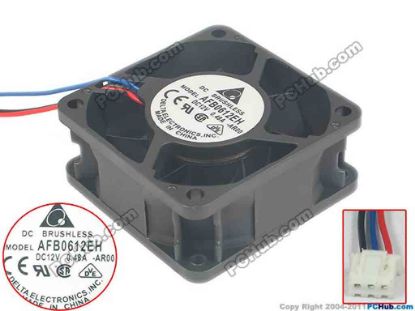 116252 Delta Electronics AFB0612EH Server - Square Fan AR00, sq60x60x25, 3-wire, 12V 0.48A Delta Electronics AFB0612EH Server - Square Fan 