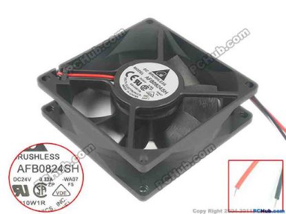 116265 Delta Electronics AFB0824SH Server - Square Fan WA07, sq80x80x25, 2-wire, 24V 0.33A Delta Electronics AFB0824SH Server - Square Fan 