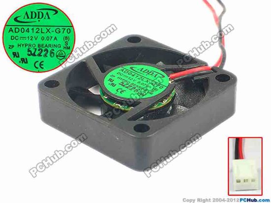116298 ADDA AD0412LX-G70  Server - Square Fan 8, S, sq40x40x10, w300x2x3, 12V 0.07A ADDA AD0412LX-G70  Server - Square Fan 