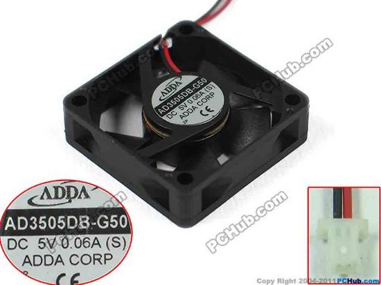 116309 ADDA AD3505DB-G50 Server - Square Fan S, sq35x35x10, 2-wire, 5V 0.06A ADDA AD3505DB-G50 Server - Square Fan 