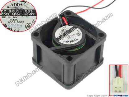 116313 ADDA AD0424HB-B31 Server - Square Fan S, H9, sq40x40x28, 2-wire, 24V 0.12A ADDA AD0424HB-B31 Server - Square Fan 