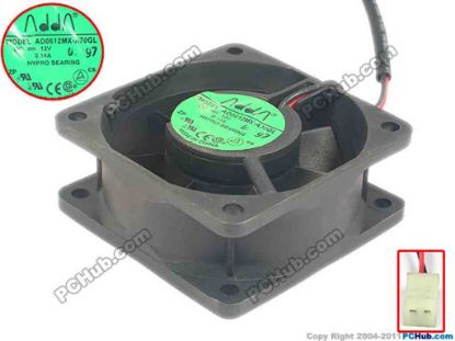 116314 ADDA AD0612MX-A70GL Server - Square Fan T, sq60x60x10, 2-wire, 12V 0.14A ADDA AD0612MX-A70GL Server - Square Fan 