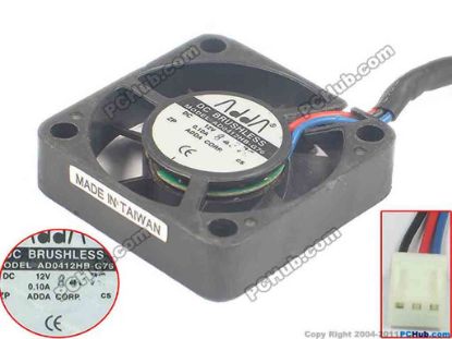 116330 ADDA AD0412HB-G76 Server - Square Fan TSJ, G, sq40x40x10, w30x3x3, 12V 0.10A ADDA AD0412HB-G76 Server - Square Fan