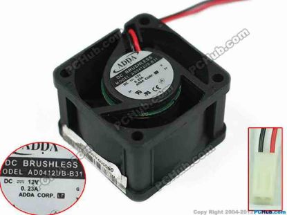 116340 ADDA AD0412UB-B31 Server - Square Fan S, sq40x40x28, w100x2x2, 12V 0.23A ADDA AD0412UB-B31 Server - Square Fan