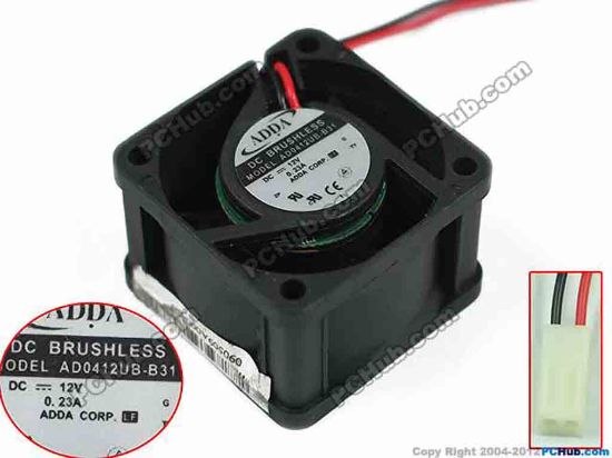 116340 ADDA AD0412UB-B31 Server - Square Fan S, sq40x40x28, w100x2x2, 12V 0.23A ADDA AD0412UB-B31 Server - Square Fan