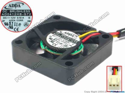 116341 ADDA AD0412HB-G72 Server - Square Fan S, sq40x40x10, w180x3x3, 12V 0.10A ADDA AD0412HB-G72 Server - Square Fan 